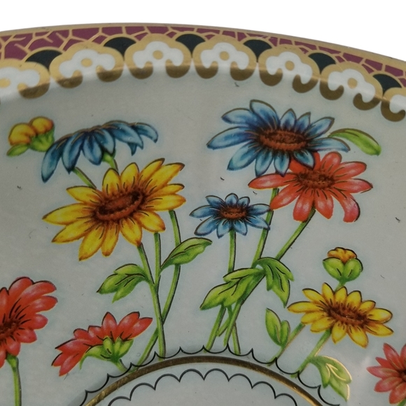 Vintage Daher Decorated Ware Floral Butterfly Strawberry Tin Bowl Serving Tray - Picture 4 of 9